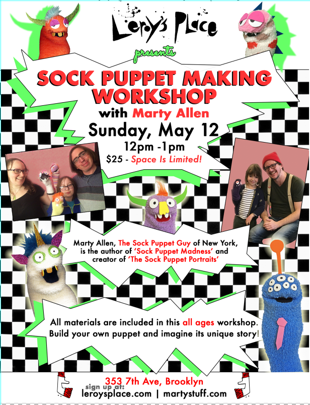 Sock Puppet Making Mothers Day at Leroy's Place!