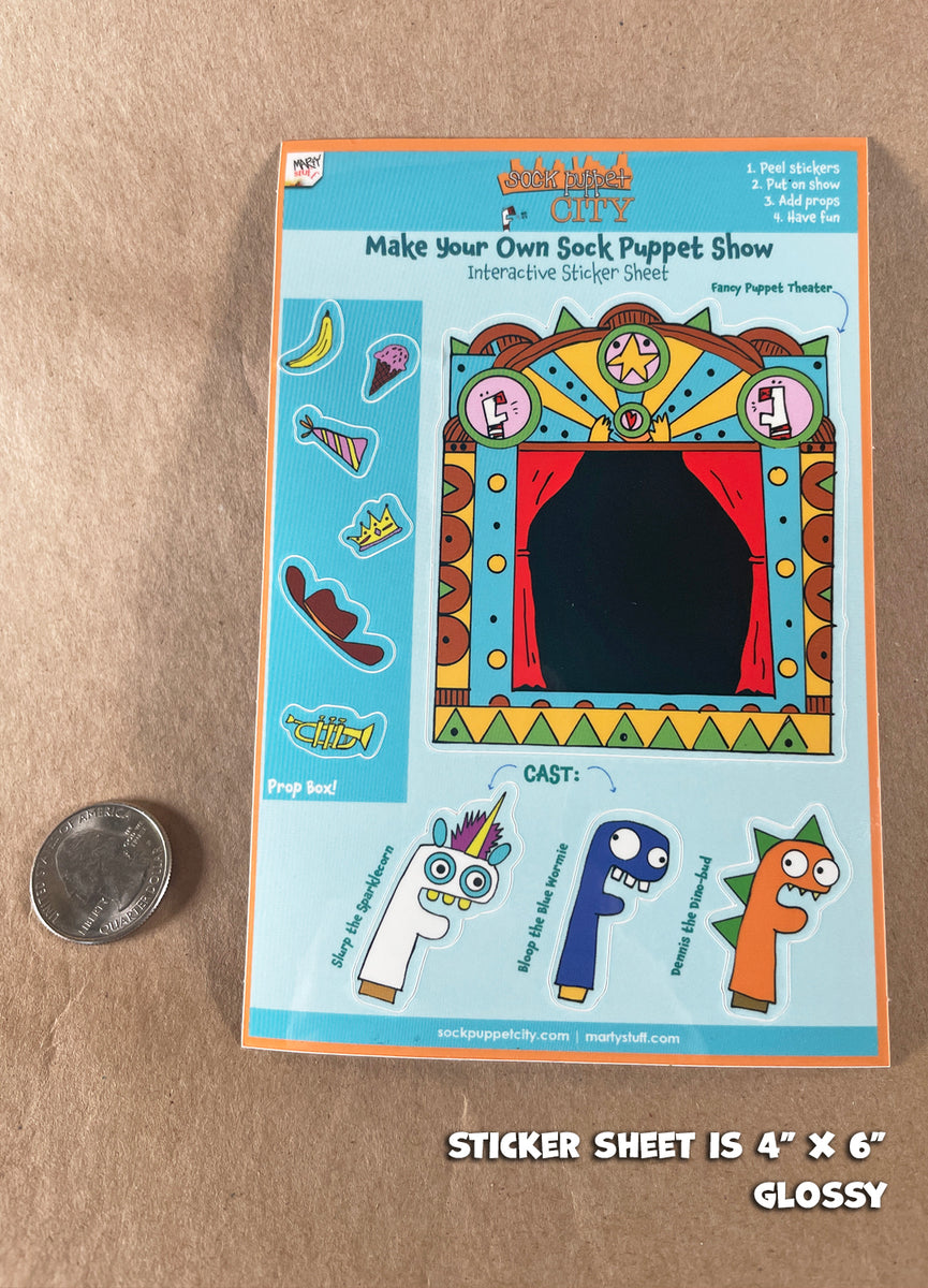 Make Your Own Sock Puppet Show Sticker Sheet – Sock Puppet City