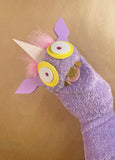 One-of-a-kind SparkleCorn Sock Puppet